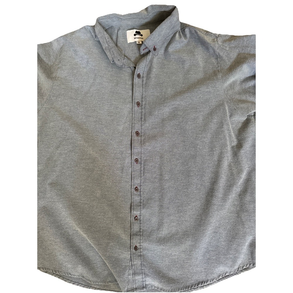Winston Button Up Shirt 2XL Blue Long Sleeve Cotton Modern Fit Mens Peru